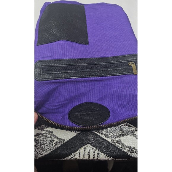 Helena De Natalio Leather Snake Foldover Clutch Bag Black White Chevron Pattern - Picture 9 of 13